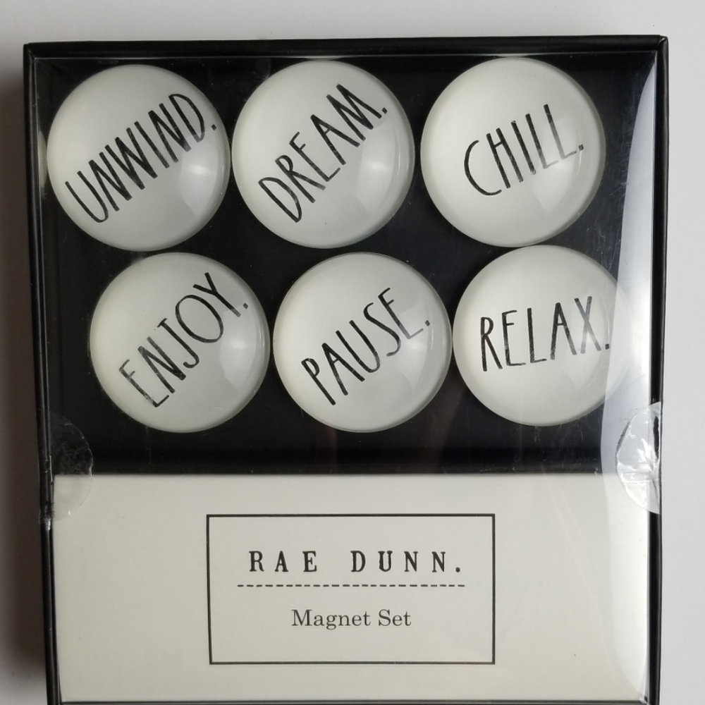 Rae Dunn Glass Dome Magnet Set DREAM UNWIND ENJOY